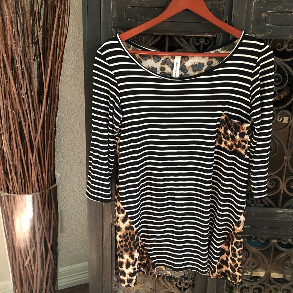 Fun stripes and leopard top